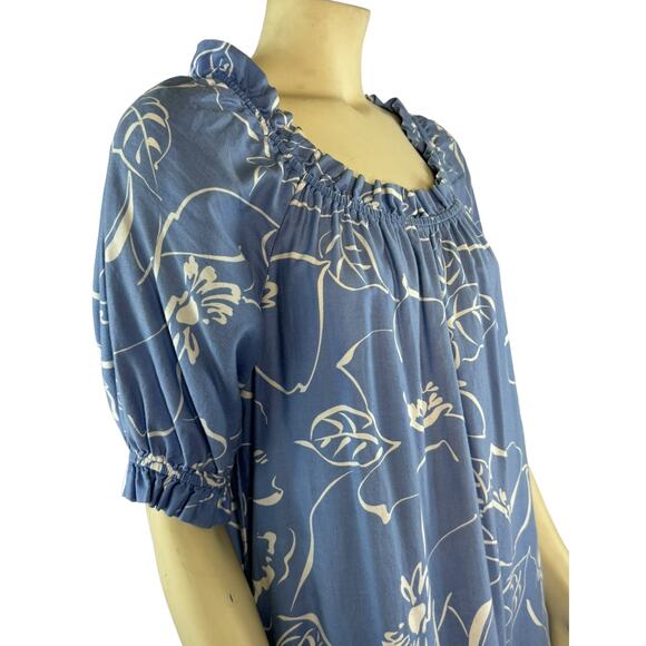Vintage Hilo Hattie dress made in Hawaii blue & white Floral Cotton size medium - Picture 6 of 13